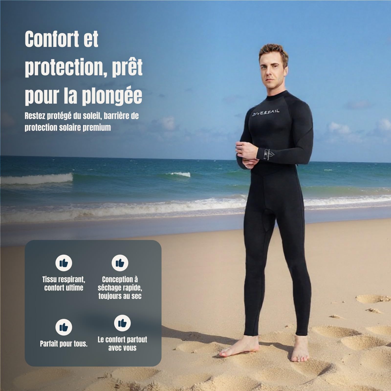 Generic Maillot de Bain Super Extensible pour Femme et Homme, Combinaison 1 Pièce avec Fermeture éclair dans Le Dos, pour La Plongée en Apnée, La Natation Sou