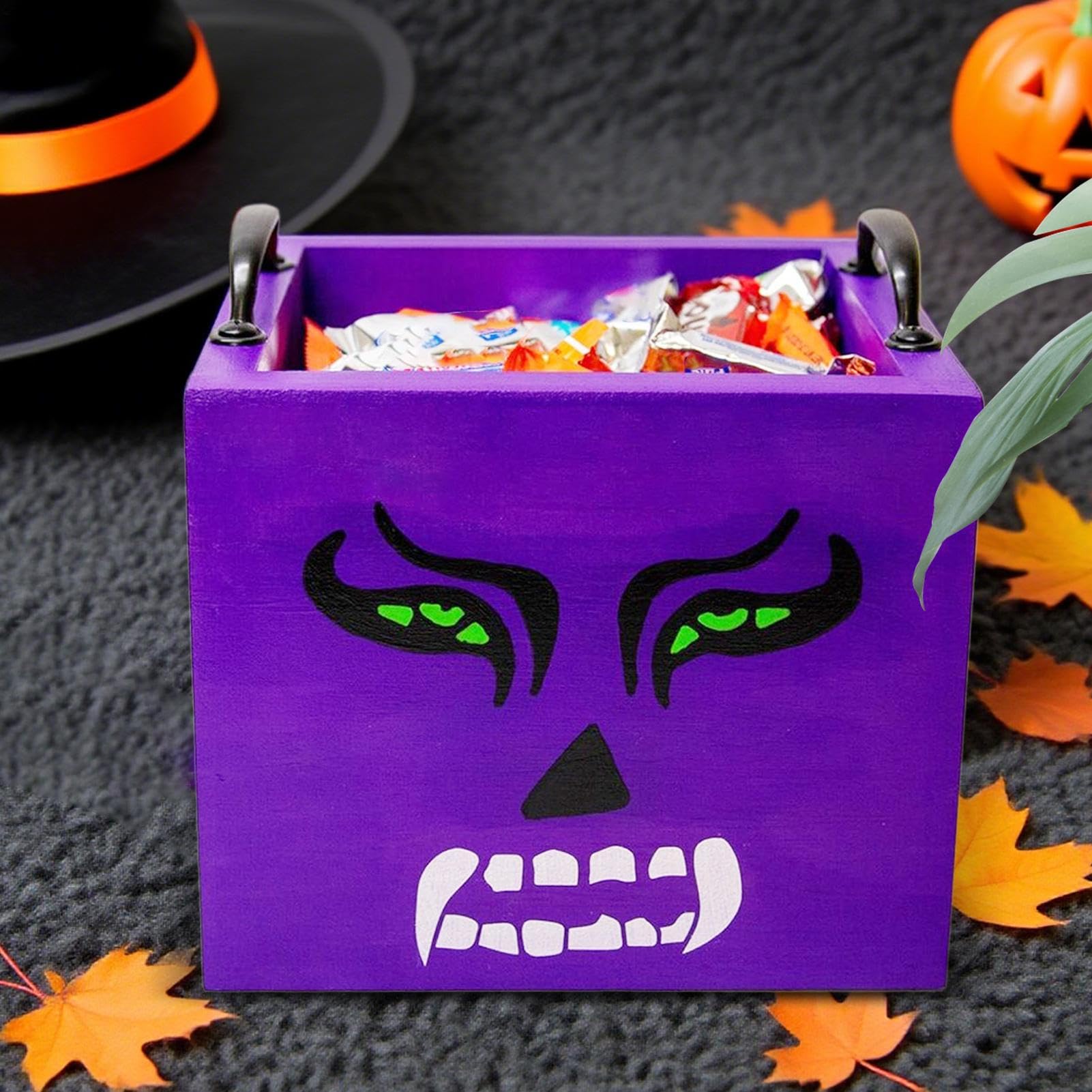 Pudełka Na Halloween Na Słodkości Kwadratowe Drewniane Pojemniki Na