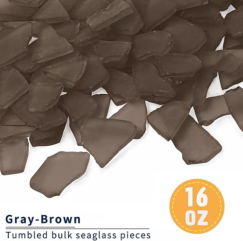 Miniatura 2 de Vidrio de mar para manualidades  Piezas de vidrio de mar esmerilado marrón gris de 16 onzas  Relleno de jarrón, suministros de manualidades de