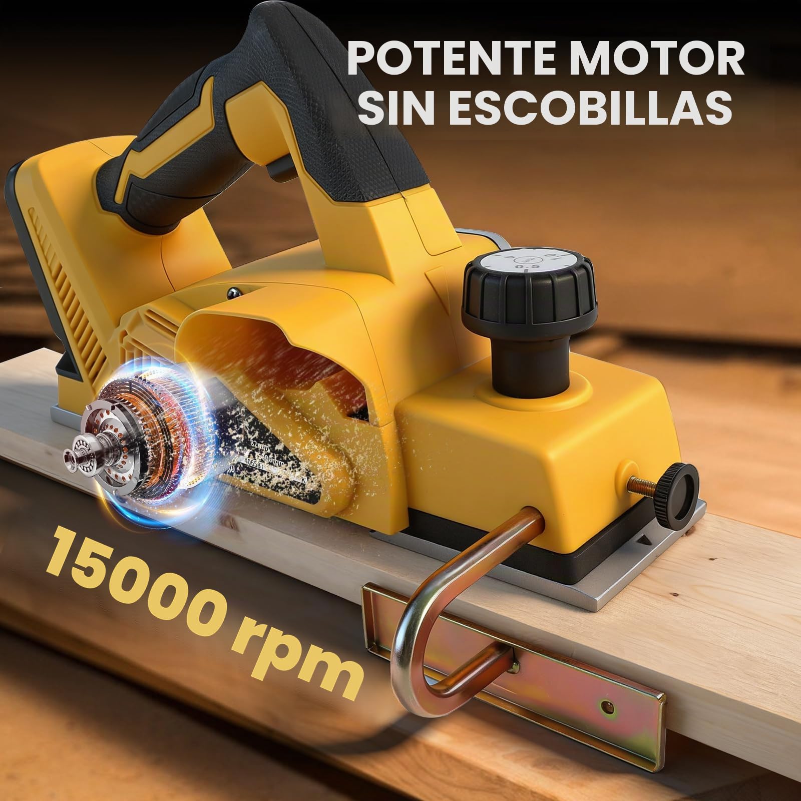 Cepillo de mano inalámbrico para baterías Dewalt de 18 V y 20 V, 15000 rpm sin escobillas, con ancho de corte de 82 mm, profundidad ajustable de 0-2 mm y bloqueo de seguridad para madera (solo
