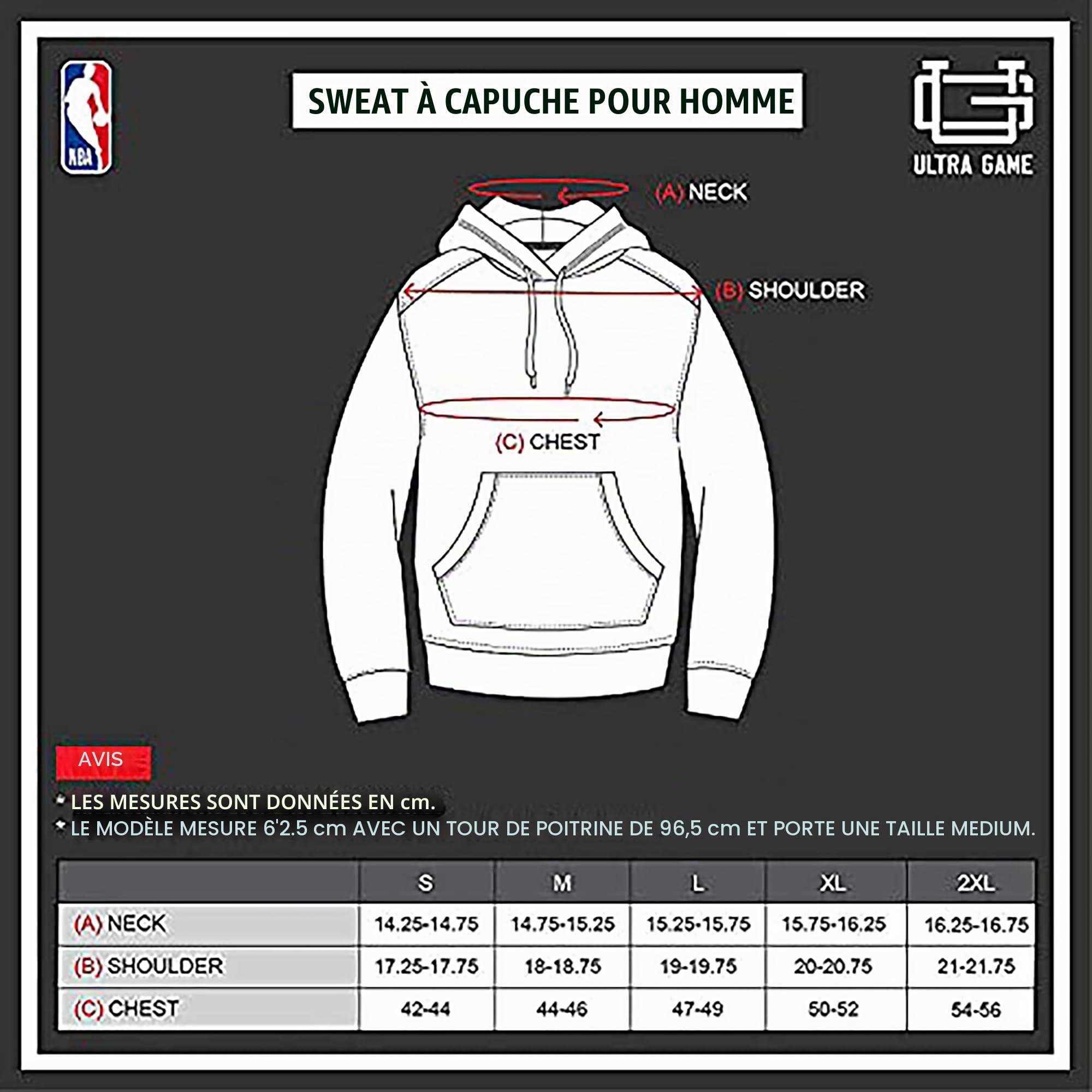 Ultra Game Sweat À Capuche en Polaire Poly Midtown NBA Sweat à Capuche en Polaire pour Homme Homme (Lot de 1)