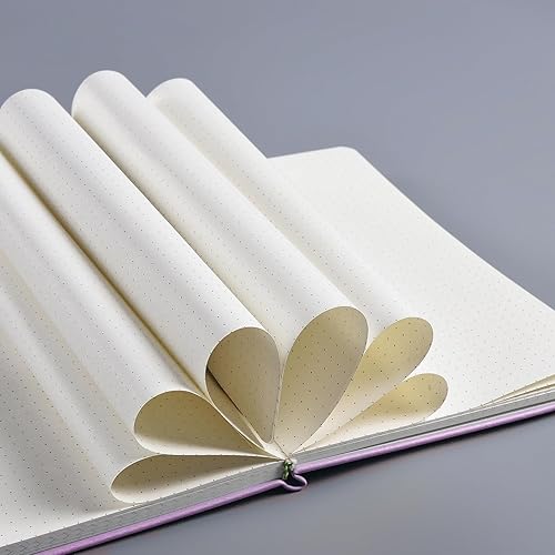 Miniatura 4 de Diario de puntos A5 con papel grueso de 4.23 ozm, 172 páginas, bolsillo trasero, bandas elásticas, 2 cintas de marcas, diario punteado de tapa dura