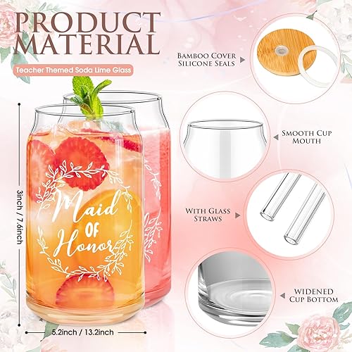 Miniatura 3 de Irenare 48 piezas de regalos de dama de honor, regalos de dama de honor, despedidas de soltera, vasos de vidrio de 16 onzas, bolsas de maquillaje