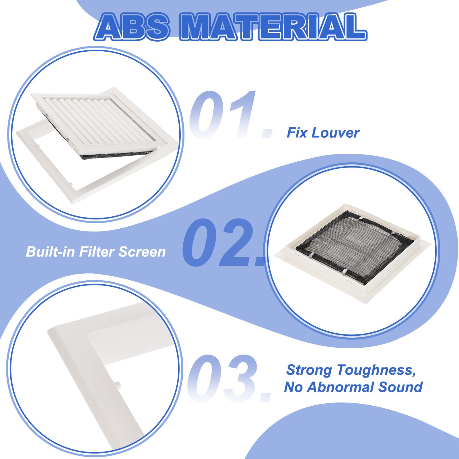 Cubierta de ventilación de plástico blanco de alta calidad de 12 x 12 pulgadas, rejilla de aire de retorno extraíble con filtro de malla para rejillas de ventilación de pared/techo, solución mejorada