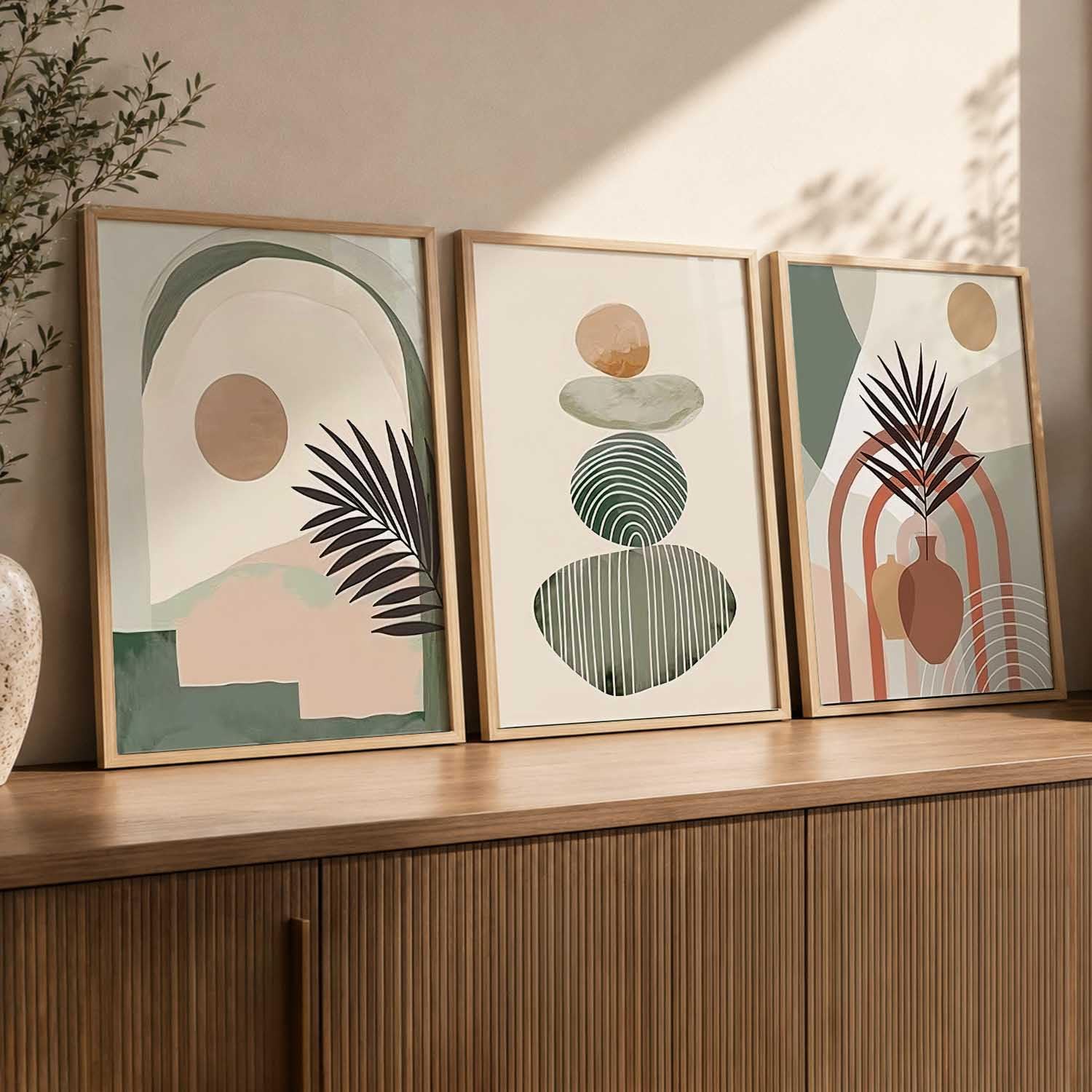 BOHO Wall Art Set - 3 Minimalist Frames -26 BOHO Wall Art Set - 3 Minimalist Frames -26