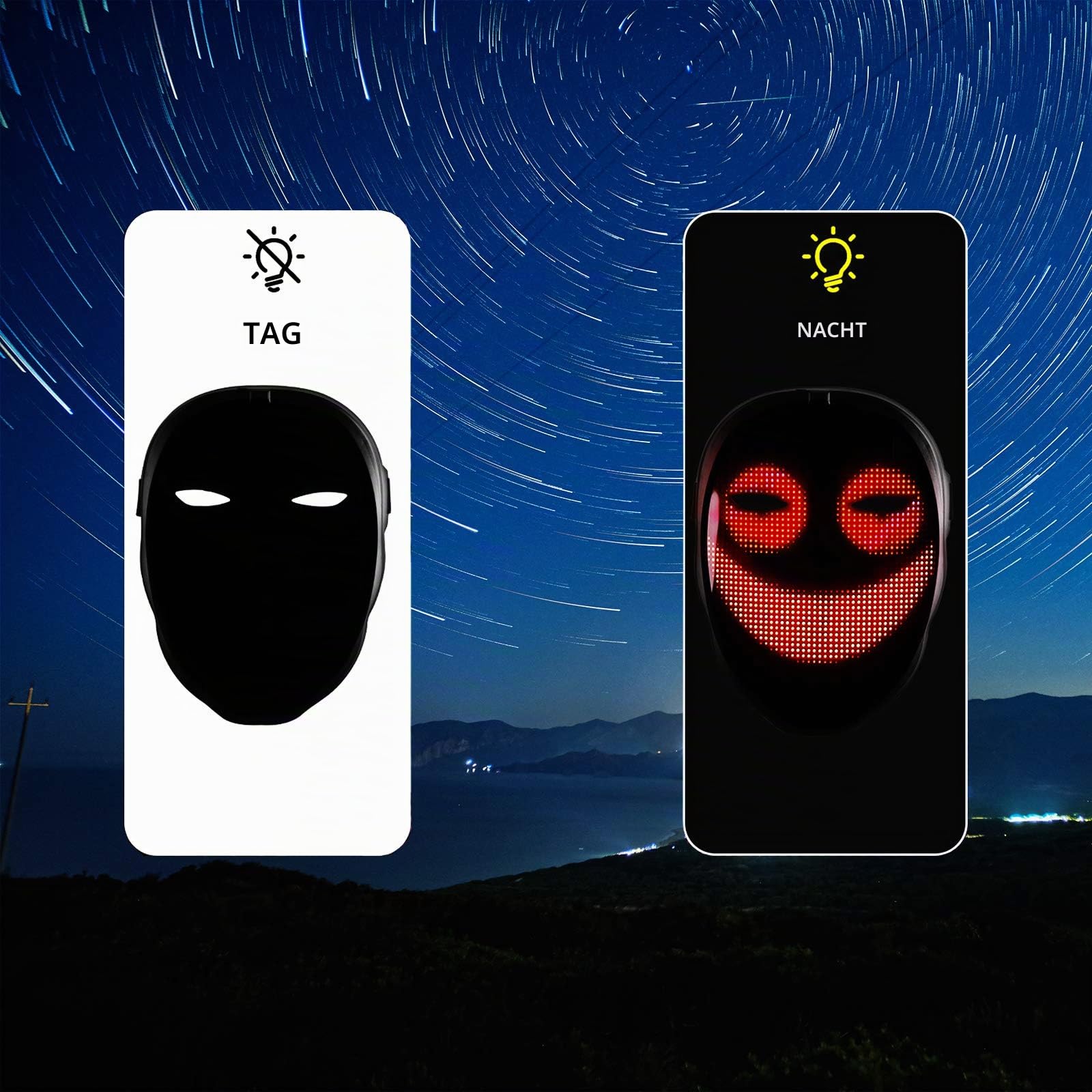 Depointer Life LED-Maske mit Bluetooth-kompatibler App-gesteuerter, anpassbarer glänzender Maske