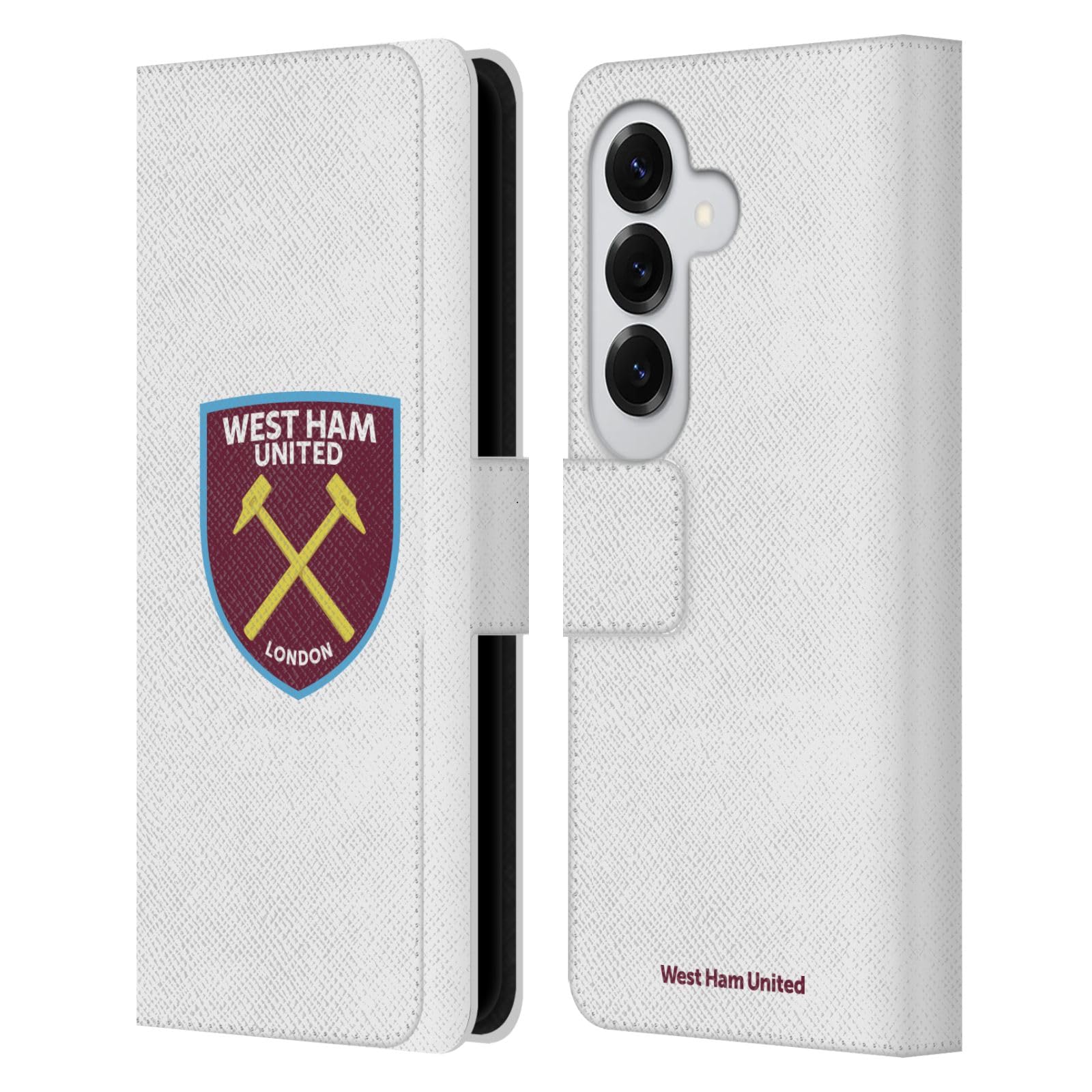 Head Case Designs Officially Licensed West Ham United FC Full Colour White Crest Leather Wallet Case Compatible With Samsung Galaxy S26