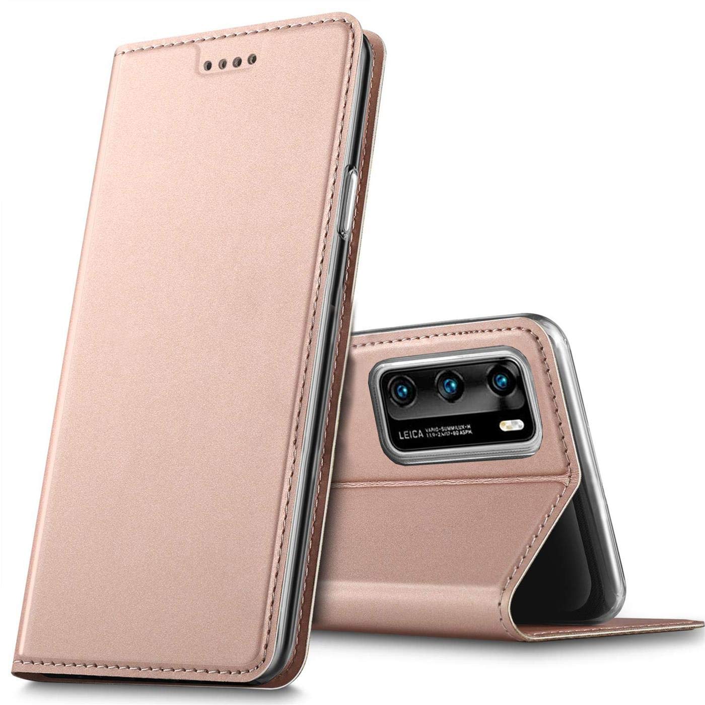 Verco Case compatible with Huawei P40, Flip Wallet Cover with Magnetic Closure for Huawei P40 Phone Case - rose gold