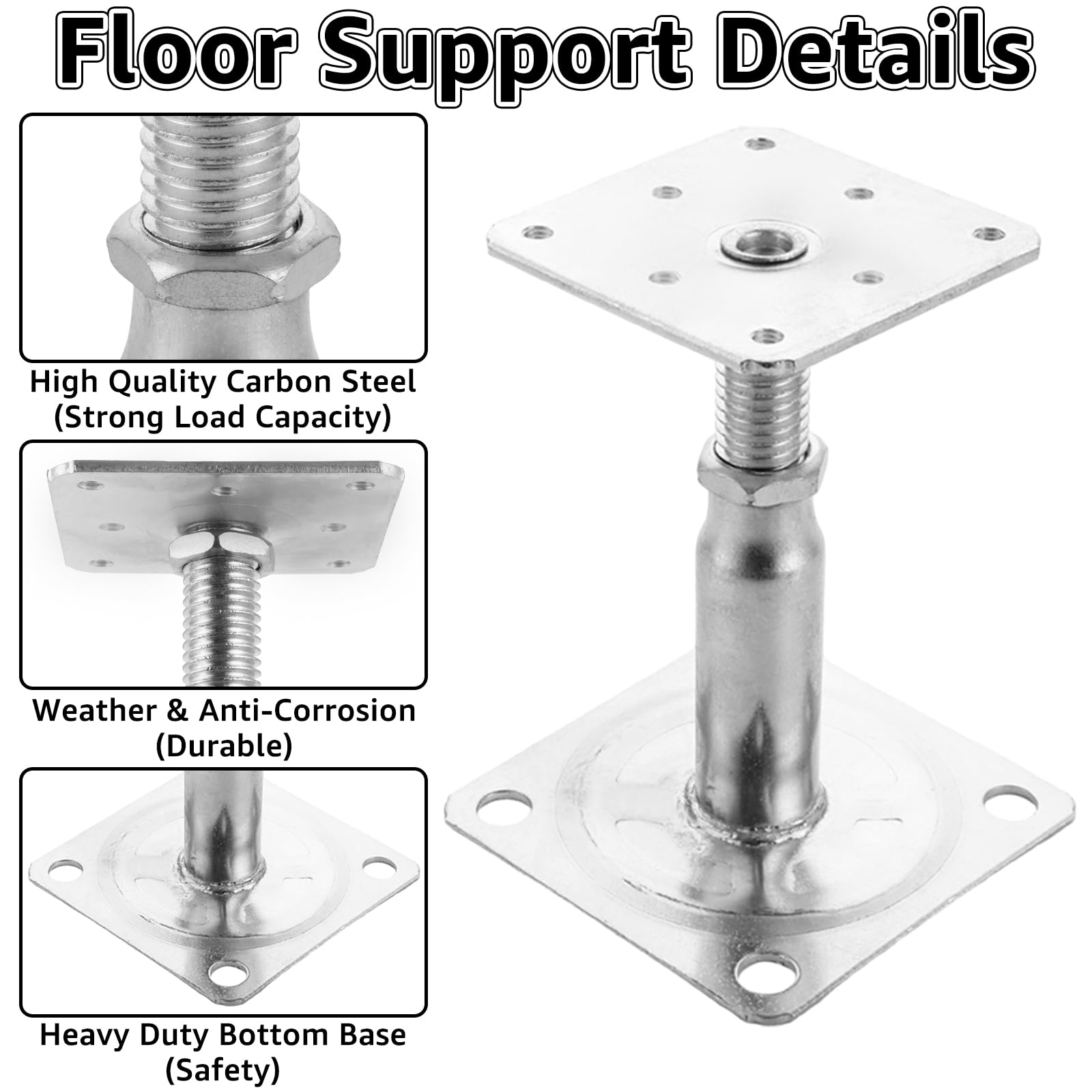 SENENQU 4 Pezzi Supporto per Pali in Legno Regolabile 100-150 Mm, Supporti per Pali in Acciaio Zincato 75x95 Mm, Staffe per Tettoia Esterna, Recinzione, Pergola e Travi