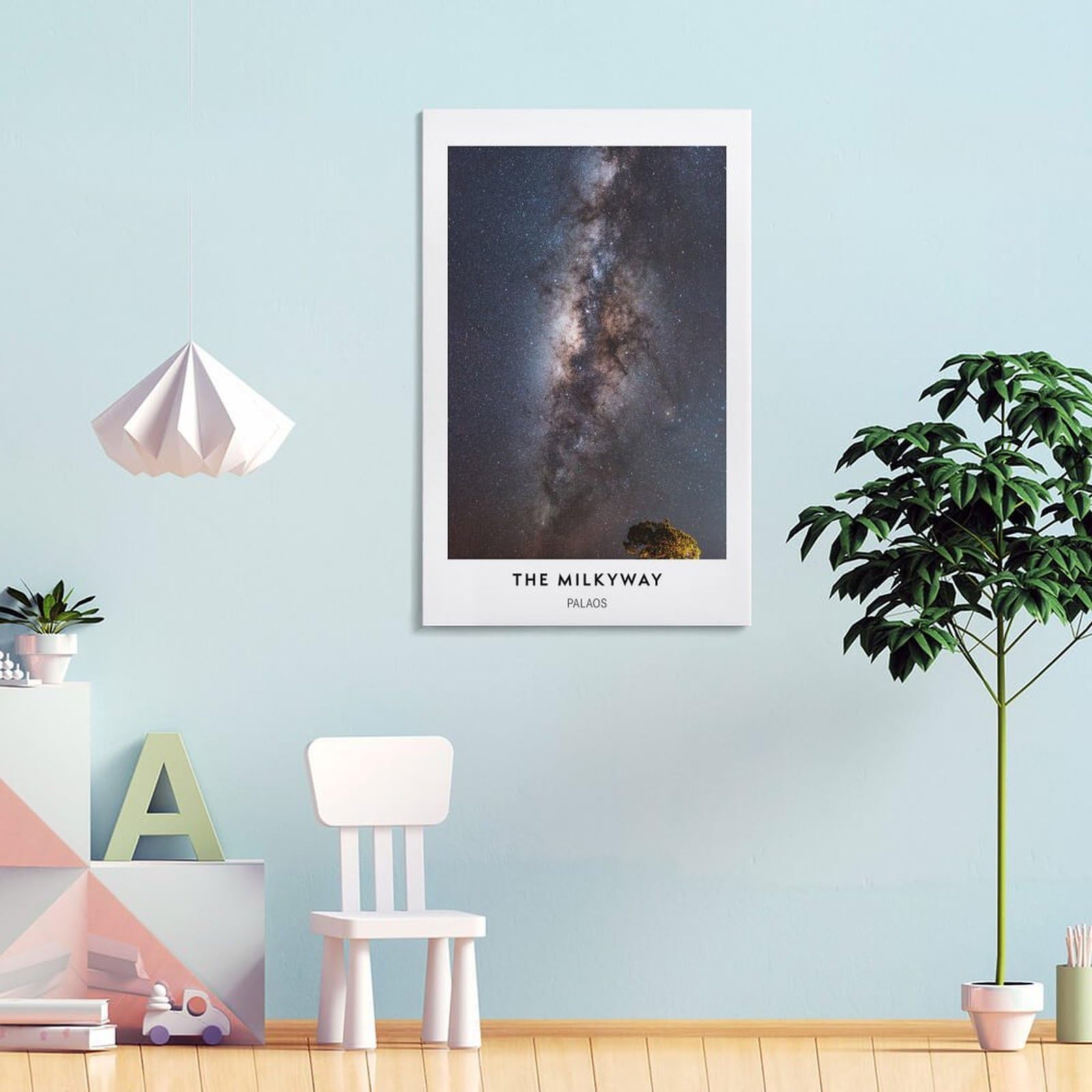 Junmoney Leinwanddruck Milky Way Galaxy Night Sky, 20x30inch(50x75cm), Für Schlafzimmerdeko, Ecken Oder Studios, Dekorative Wandkunst Für Ruhige Zimmer
