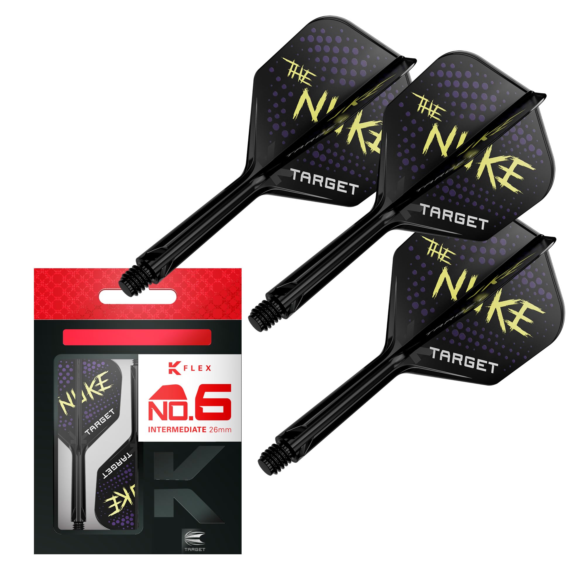 TARGET Darts Luke Littler K Flex Flights and Shaft System, No.2/No.6 | Pack of 3 Kflex All In One Flights, Player Edition Darts Accessories | K-Flex Dart Stem Short/Intermediate/Medium