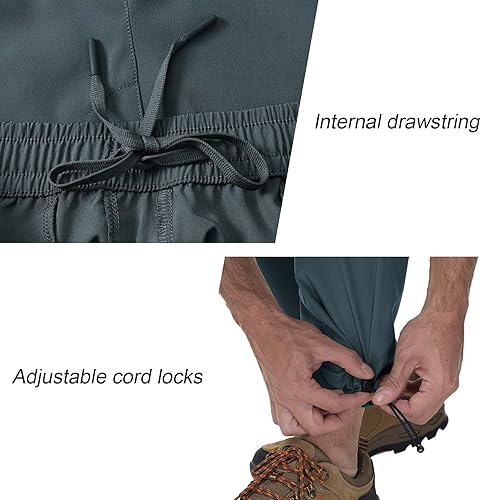 Miniatura 6 de BGOWATU Pantalones de senderismo para hombre, resistentes al agua, elásticos, ligeros, de secado rápido, pantalones de pesca al aire libre