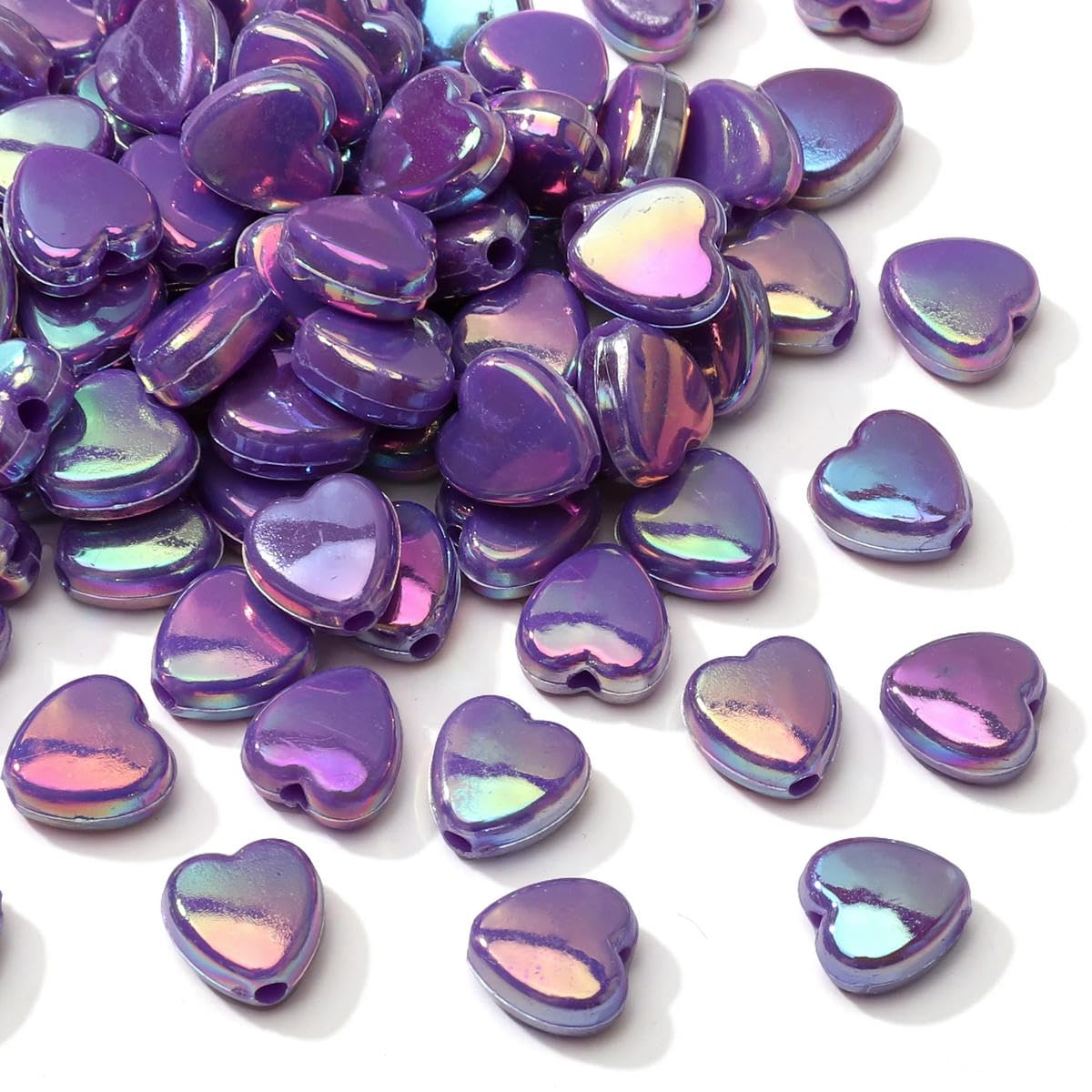 HUIOYG 100Pcs 8×9mm Acrylic Heart Beads Loose Spacer Beads for Handmade Jewelry