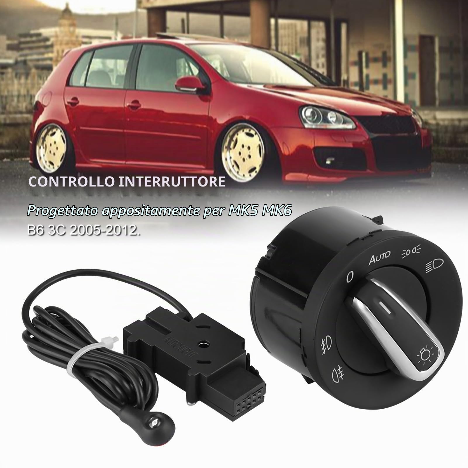 Interruttore Controllo Fari Auto Universale, Sensore Luce Intelligente, Modulo 5ND941431B, Installazione Semplice