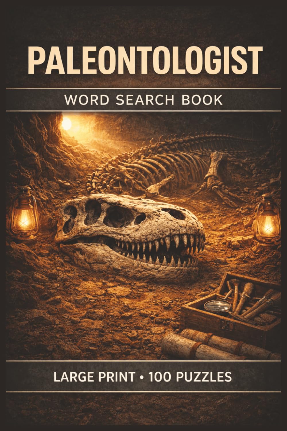 Paleontologist Word Search Book: Large Print Puzzle Collection with 100 Puzzles and 2000 Unique Words on Fossil Discovery, Prehistoric Life, and Dinosaur Science