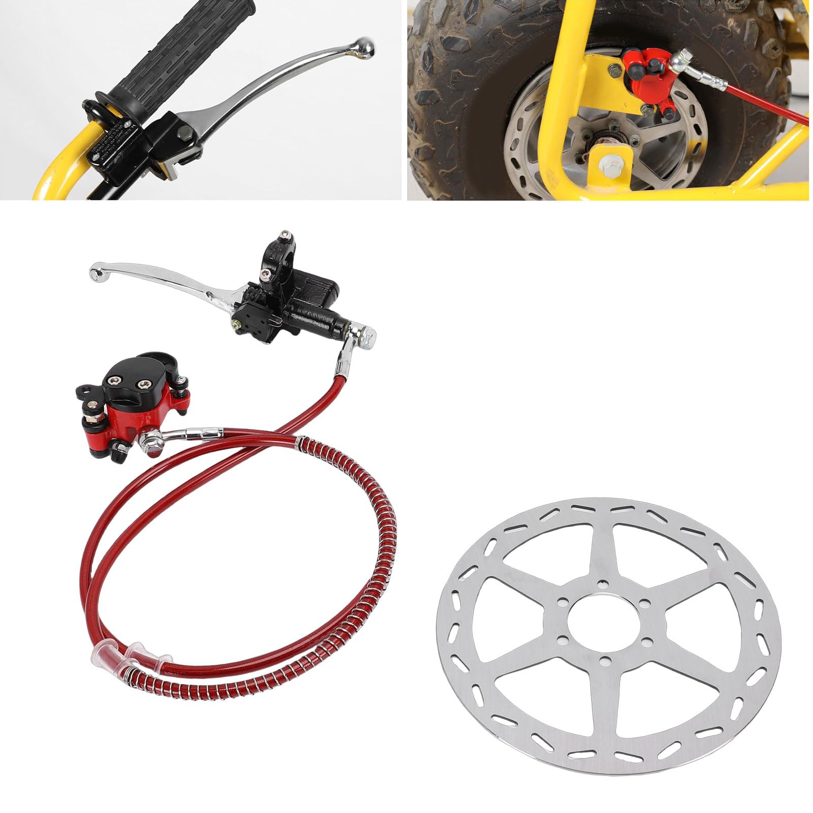 Jiawu Kit de Freno de Disco Hidráulico para Mini Bicicleta, Potente Frenado Hidráulico Kit de Pinza de Freno de Fácil Instalación, de Disco de de 180 Mm con Pinza de Cilindro Maestro de Rotor de de