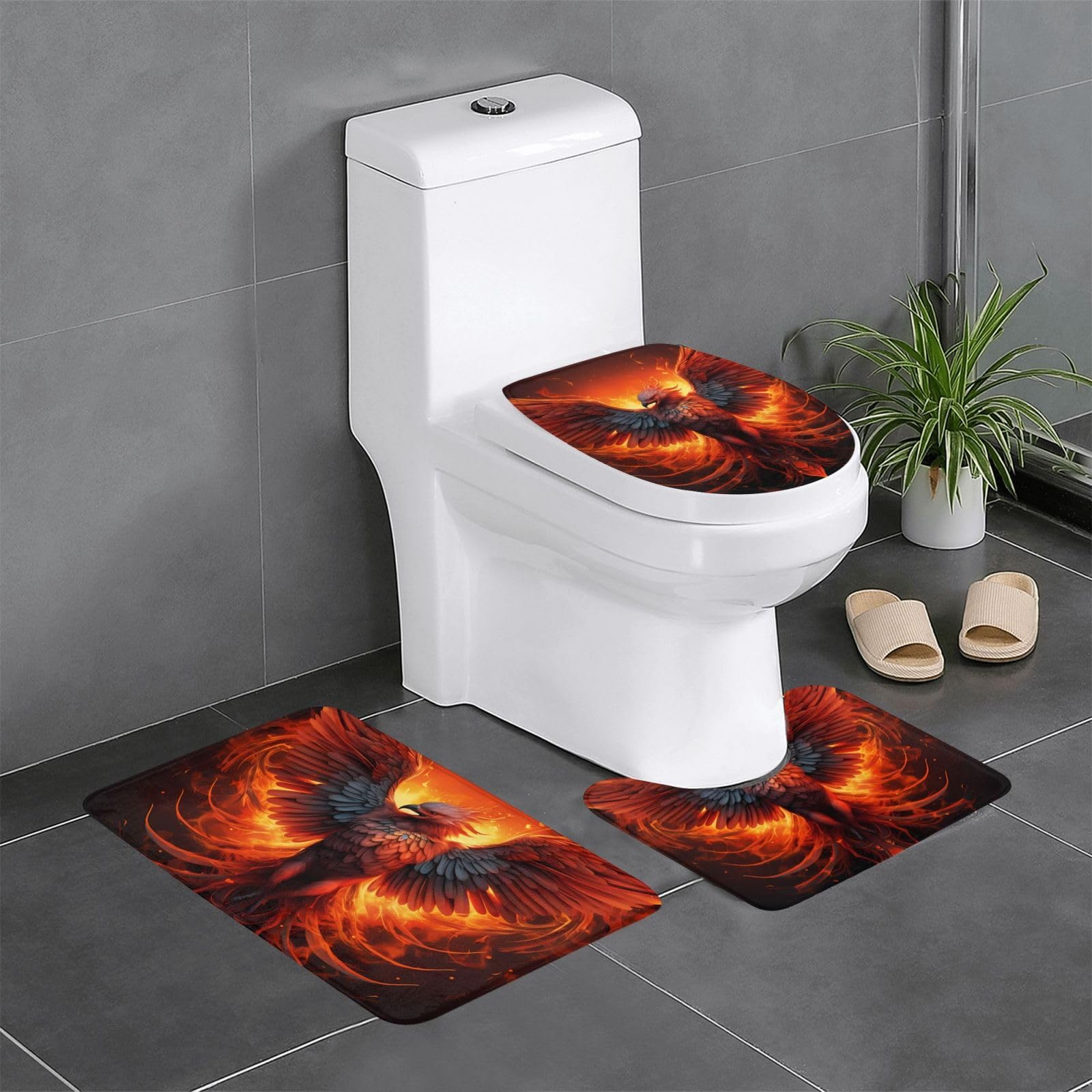 Tapis de salle de bain antidérapants phoenix pour meuble-lavabo, WC et contour de toilette
