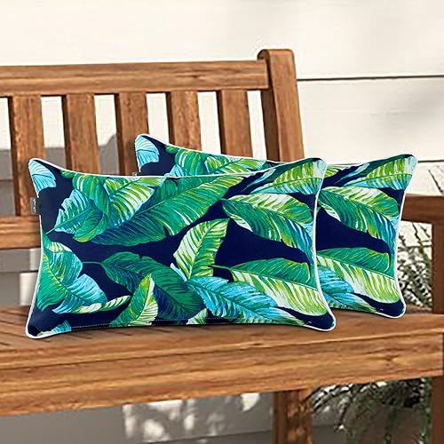 Miniatura 5 de Magpie Fabrics Juego de 2 fundas decorativas rectangulares para cojín lumbar de patio de 20 x 12 pulgadas, fundas decorativas decorativas para