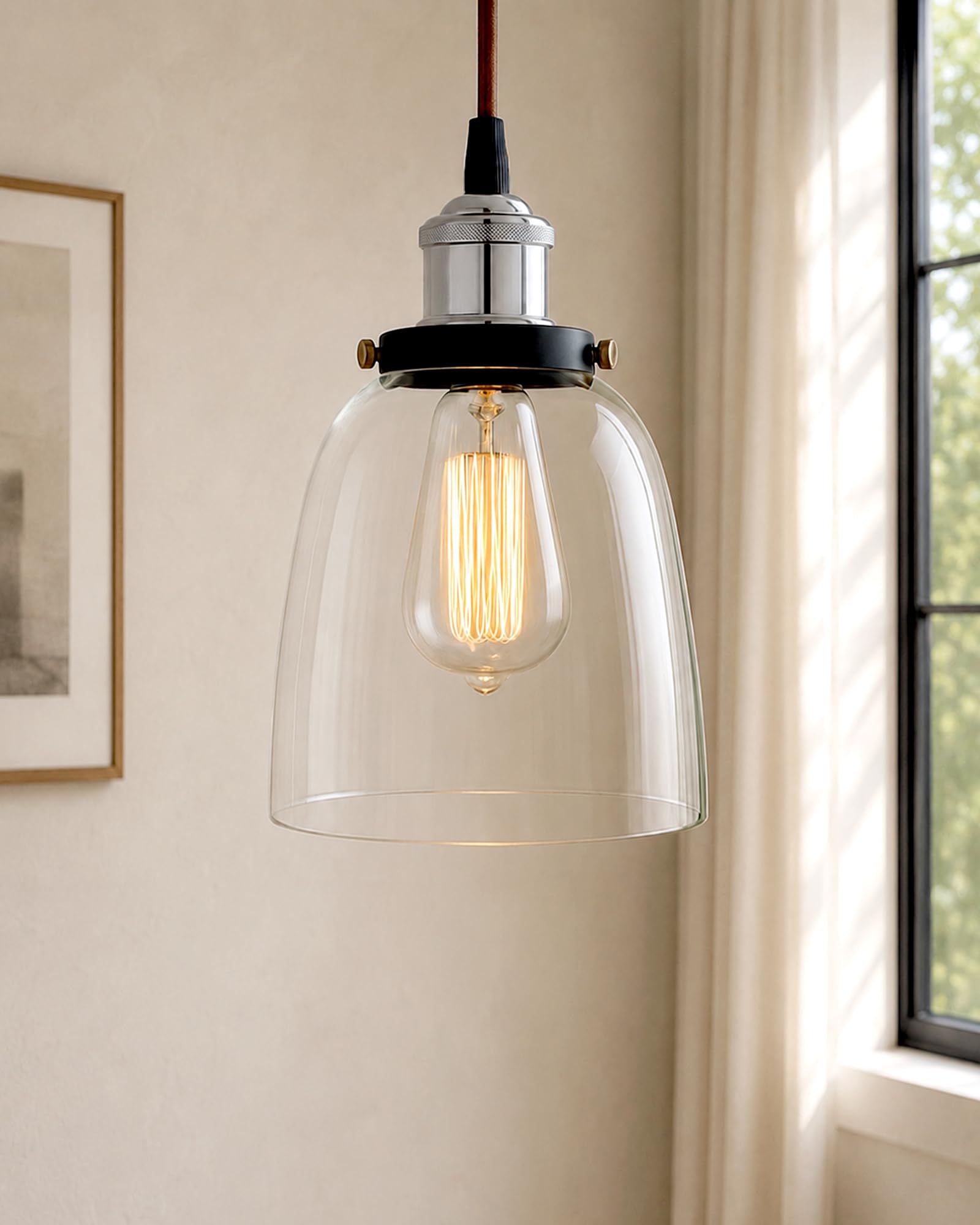 Vintage Yellow Pendant Light - Retro Industrial Chandelier -15