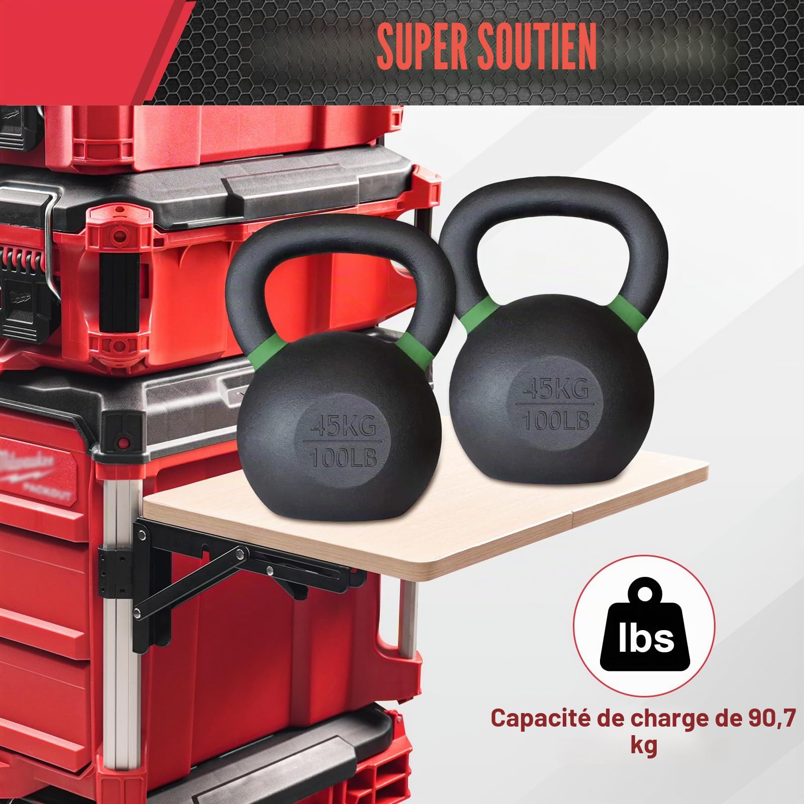 Table d'appoint Pliante Stable Compatible avec boîte à Outils Milwaukee Packout, étagère latérale pour Votre système Packout