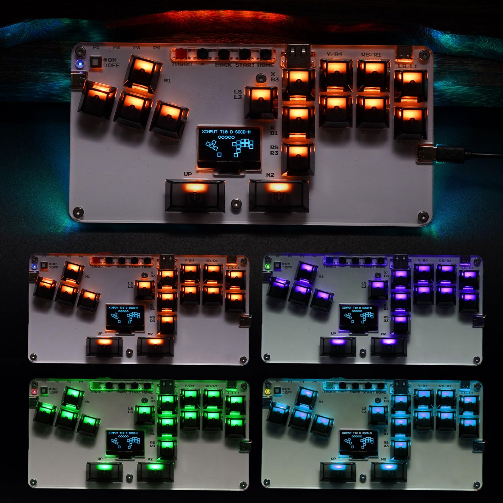 Greabuy Tastiera da gioco 16Keys All Button Controller per PC Arcade Stick con Arcade di luce