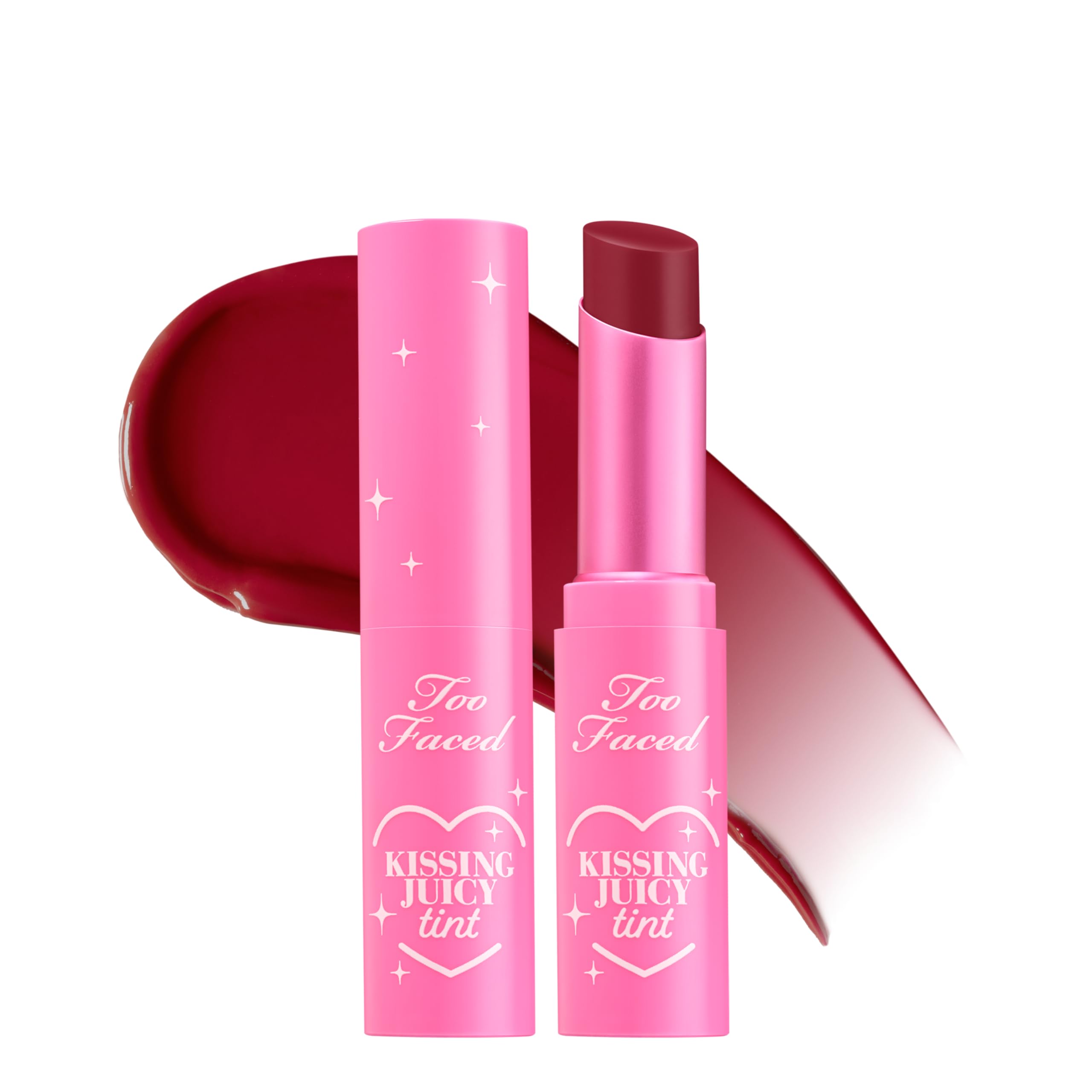 Too Faced Kissing Juicy Tint Lip Balm | Hydrating, Long Lasting Lip Stain for Instant Color + Shine with Juicy Scents, 0.10 Ounce 07 Raspberry (Berry)
