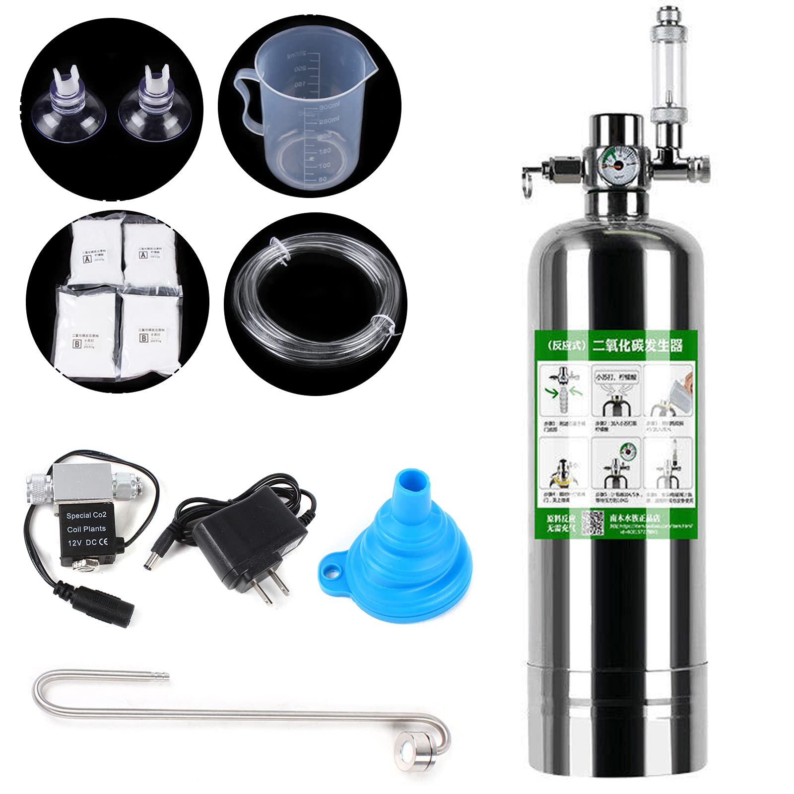 2L CO2 Generator System with Solenoid, Co2 Generator System Kit, Automatic Pressure Relief Valve Bubble Counter for Plants Aquarium - image 7