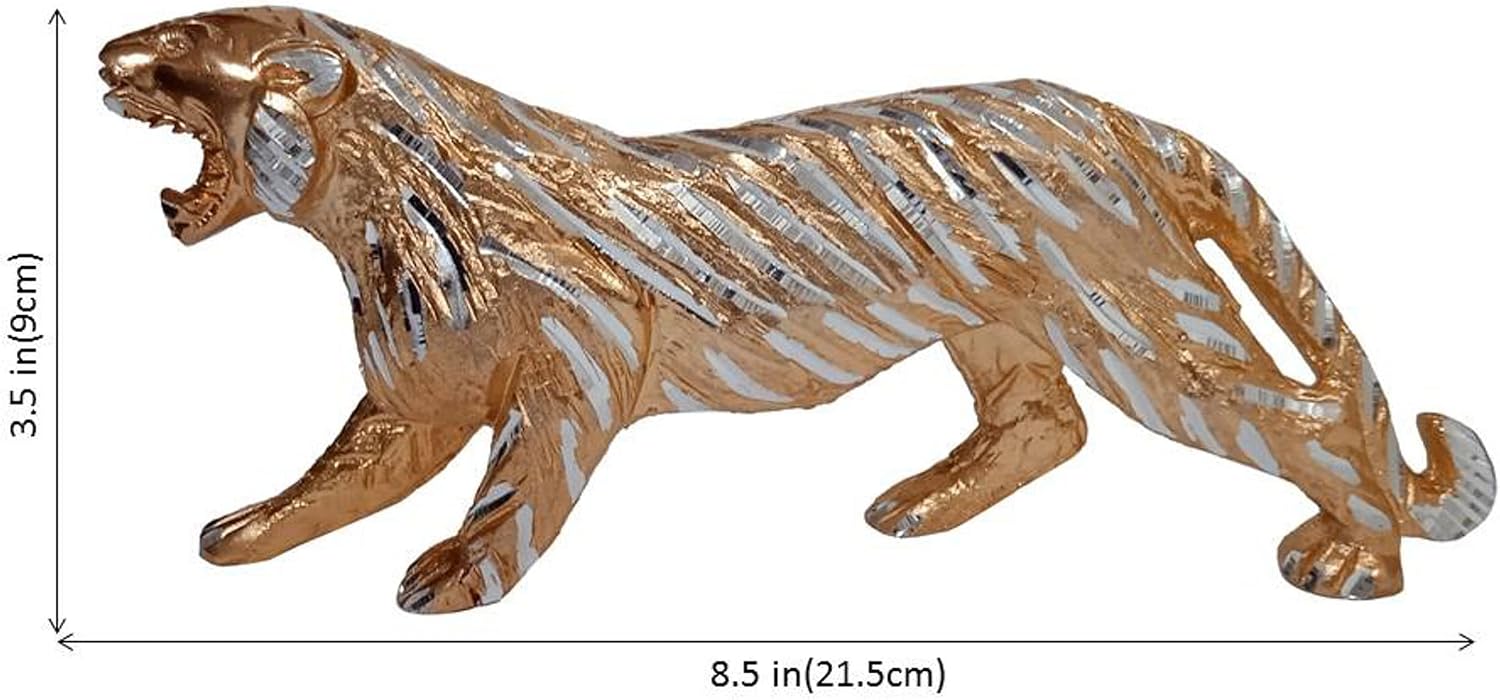 Purpledip Metal Figurine Prowling Tiger: Decorative Wildlife Showpiece (12569)