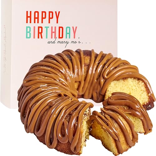 Mo's Bundt Cakes - Pastel de feliz cumpleaños, pastel fresco de Dulce de Leche Bundt entregado a tu puerta - Regalo de cumpleaños para mujeres,