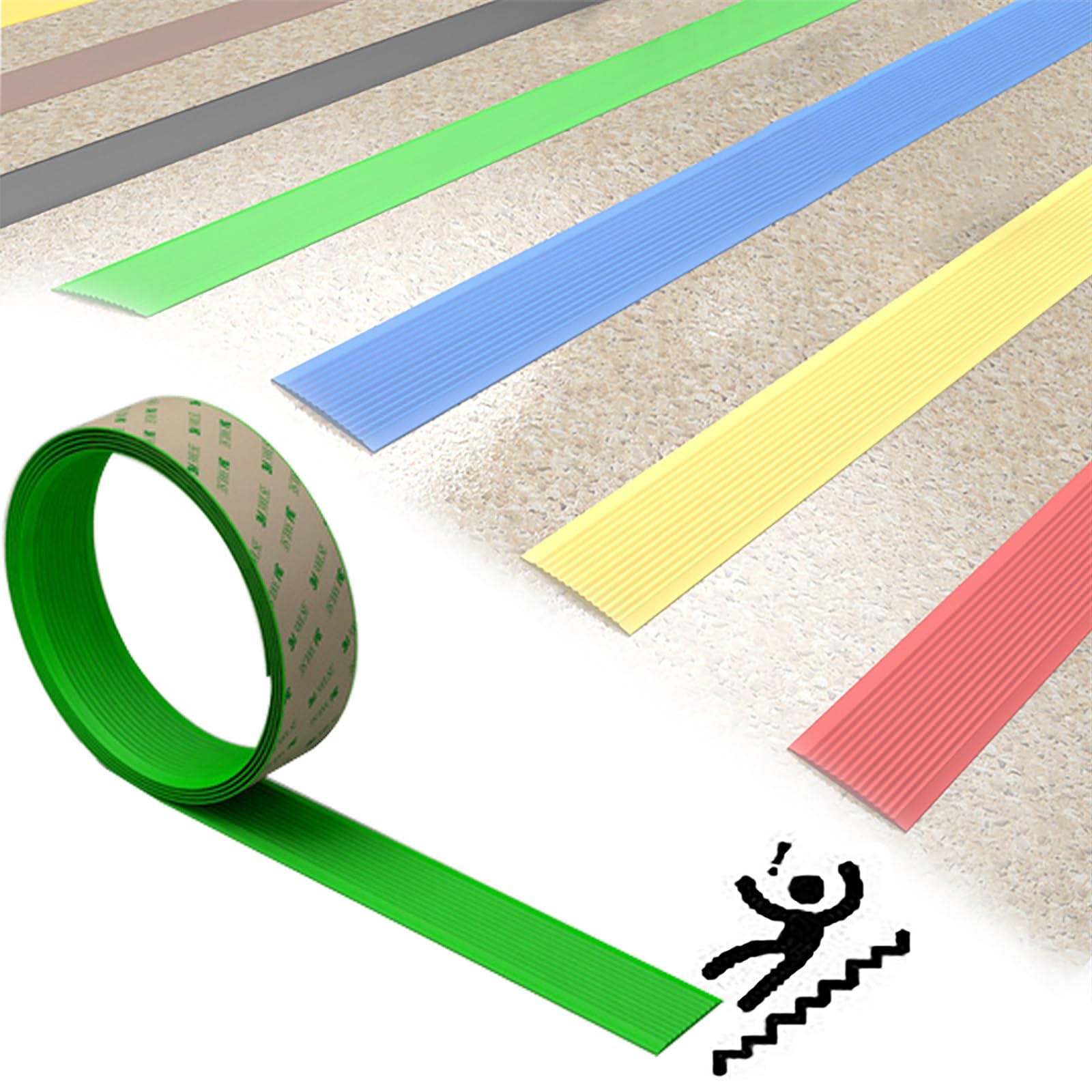 Nastro Adesivo Antiscivolo,Striscia Adesiva Per Protezione Del Bordo Della Scala, Linea Di Pressa Per Nastro Antiscivolo Per Interni Ed Esterni,Scuola Materna, Sicurezza Per Adulti, Per Scale, Gradini