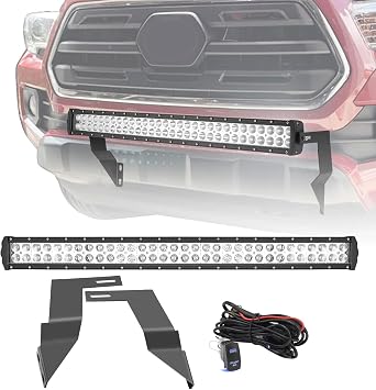 Dasen 32" 180W High Power LED Light Bar & Front Bumper Lower Grille Mounting Brackets w/Rocker Switch Wiring Kit Compatible with Toyota Tacoma 2016-2022