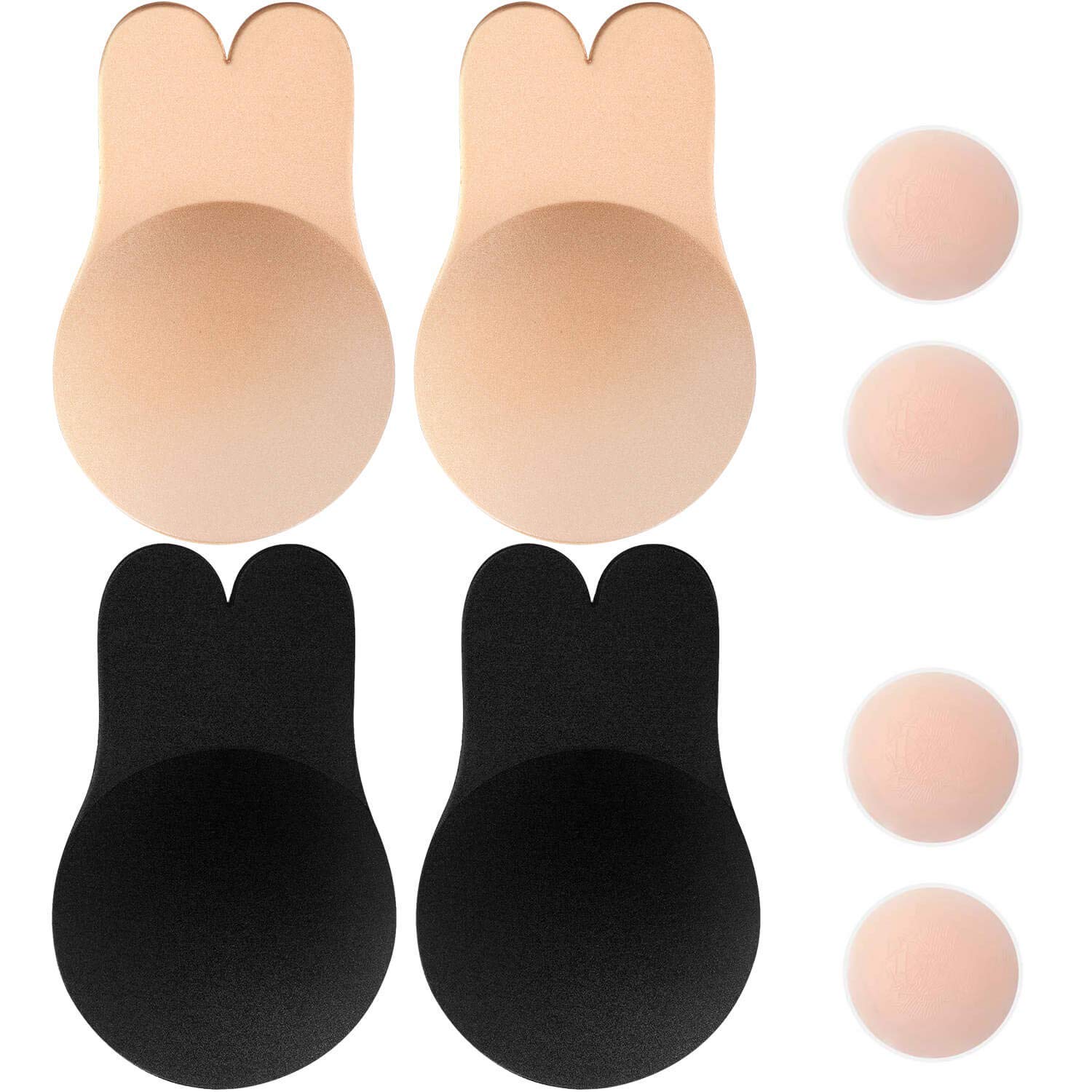 MemoryeeWomen's Push Up Adhesive Silicone Invisible Rabbit Bra Reusable Lifting Bra Cups Nipple Cover