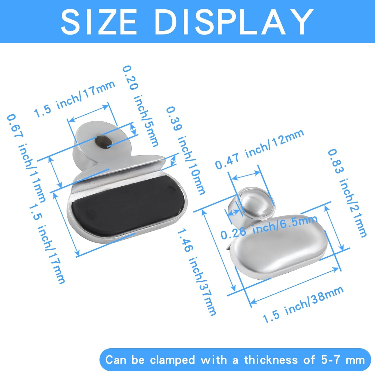 4 Pcs Wall Mirror Hanging Clips, Oval Mirror Holder Hang Mirror On Wall Mounting Kit, Zinc Alloy Mirror Hanger Hardware for Frameless Mirror, Fits for 3-5mm Thick Glass image 5