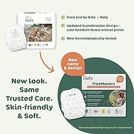 Naty FreeMovers Diaper Pants | Sensitive Skin Certified Potty Training Pants | Soft, Unscented | Absorbent & Leak-Proof | Unisex Baby & Toddler | Size 5, 3T-4T (26-40 lbs), 80 Count