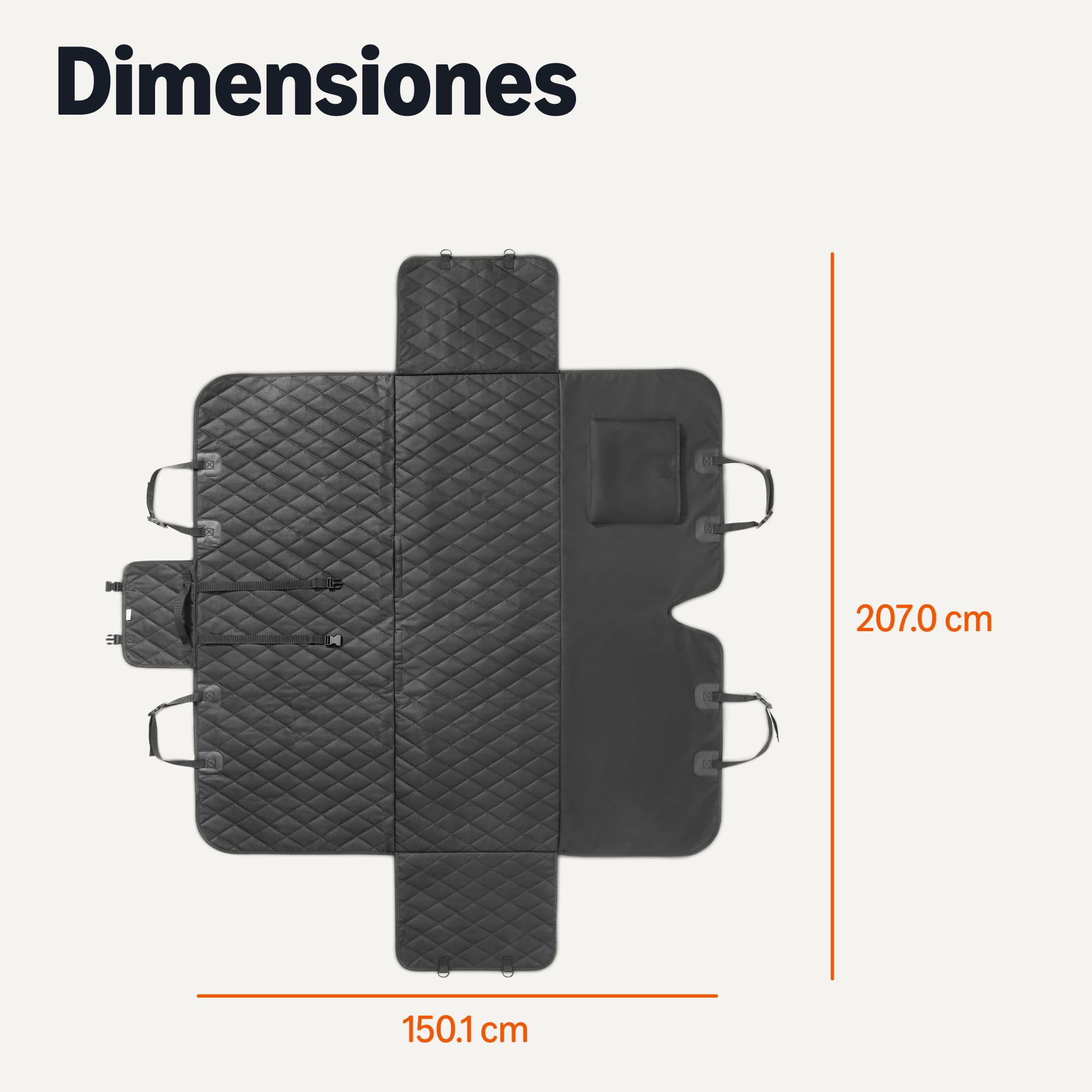 Amazon Basics - Funda de Asiento de automóvil para Mascotas, 100% Repelente al Agua, Resistencia 600D, Color Negro