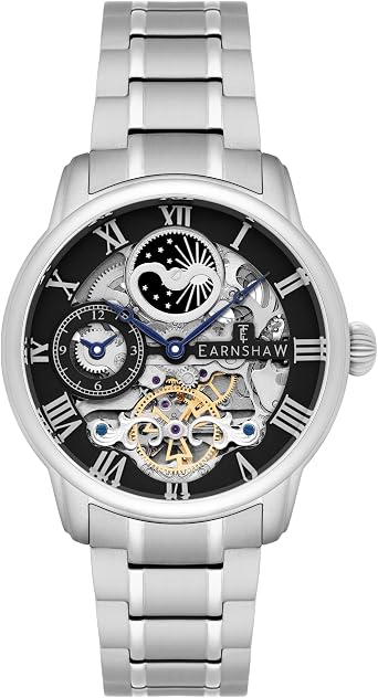 Thomas Earnshaw Mens ES-8006-11 Longitude Analog Display Automatic Self Wind Silver Watch