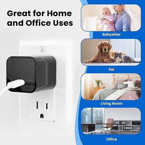 Miniatura 4 de Cámara de 1080P con cargador USB WiFi, cámara de niñera con visión nocturna y detección de movimiento, cámara de seguridad inalámbrica para