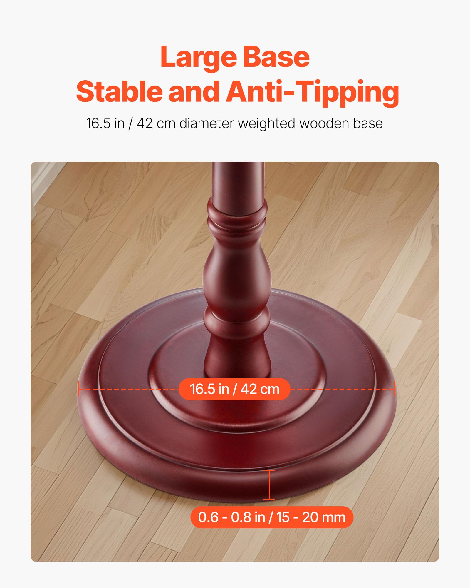 VEVOR Perchero de Pie Independiente de Madera con Base Pesada y 11 Ganchos, Ideal para Entrada, Dormitorio y Sala de Estar, Perchero Moderno para Abrigos, Sombreros y Bolsos, 420 x 420 x 1760 mm