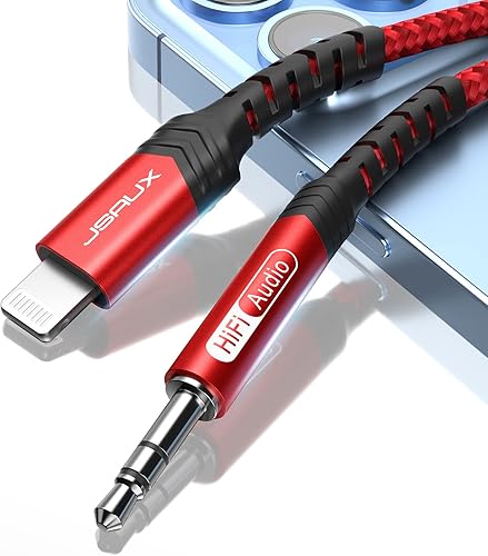 JSAUX - Cable de audio Lightning a 0.138pulgadas (3.5mm) de 3.3 pies, certificado Apple MFi auriculares para iPhone, cable auxiliar Lightning