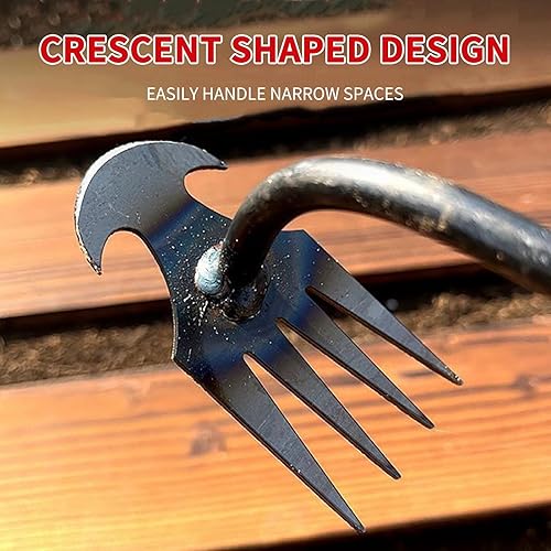 Miniatura 5 de Herramienta de deshierbe de artefacto para desarraigo, extractor de malezas forjado multifuncional de acero inoxidable, 4 dientes de doble propósito