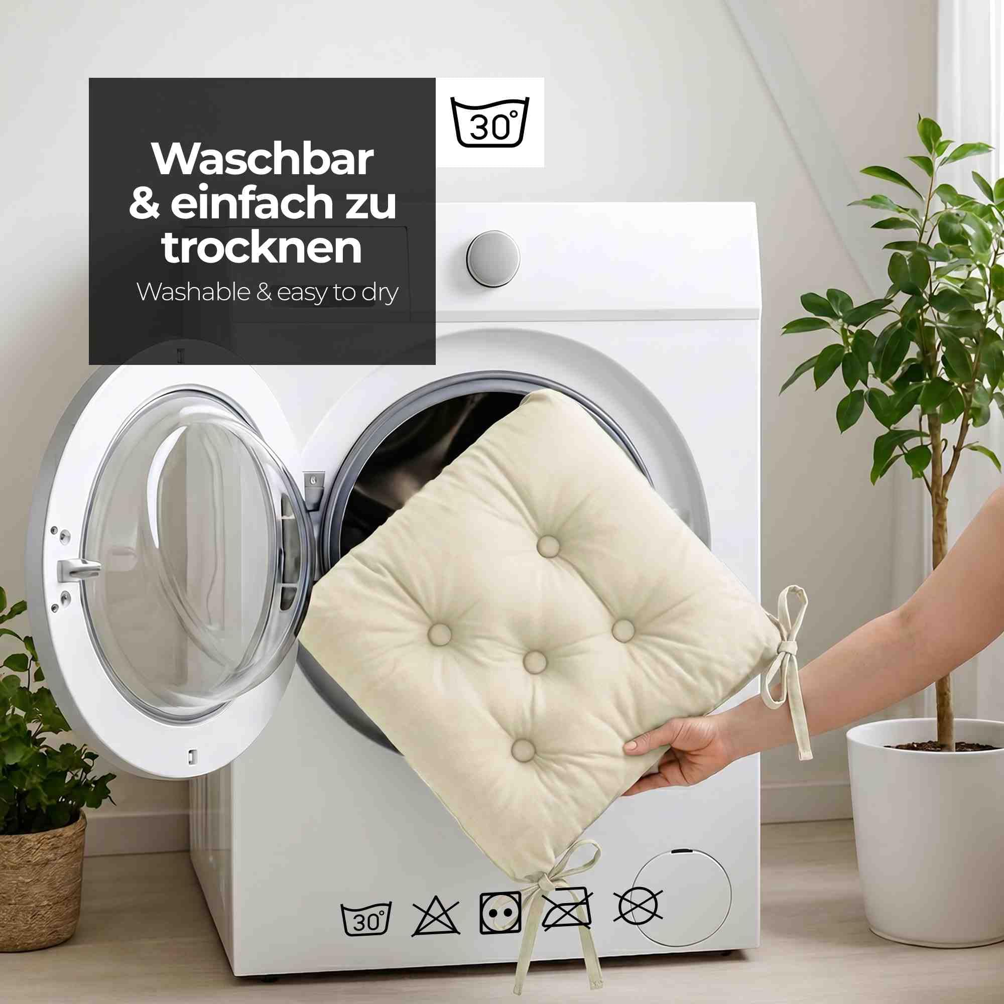 etérea Sitzkissen Mila 42x42 cm 4er Set – Creme Indoor Outdoor Sitzauflage