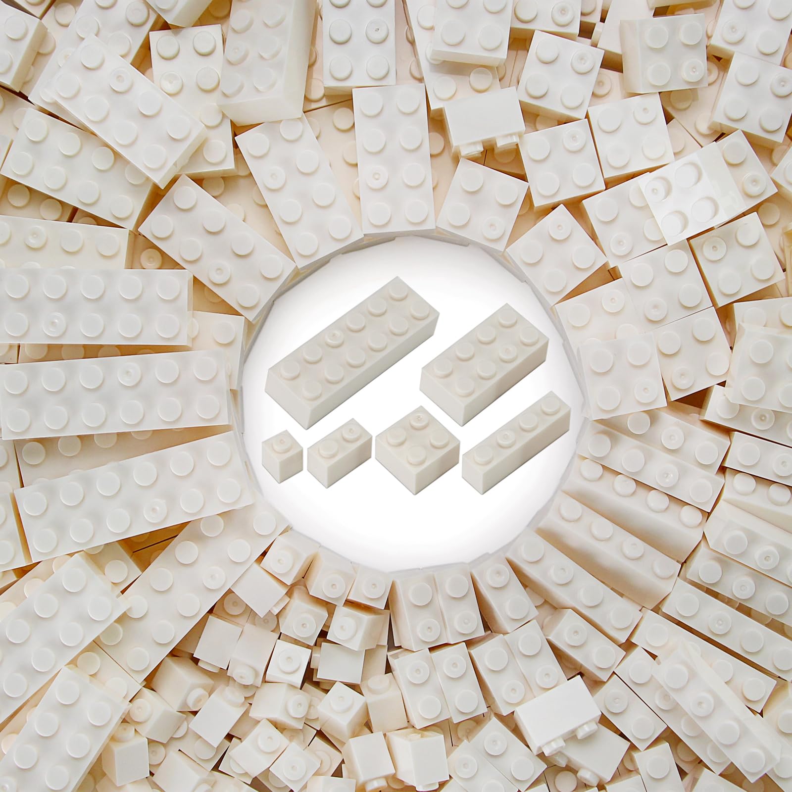 310 Pieces White Bulk Bricks Classic Building Play Blocks Set Parts Toy Accessories Compatible with Major Brick Brands (White)