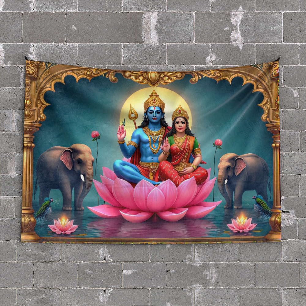 PKRD Funny Kitchen Decor Lord Shiva And Goddess Parvati On A Lotus. Tapestry Aesthetic Tapestry Bedroom Door Decorations(75X100CM)