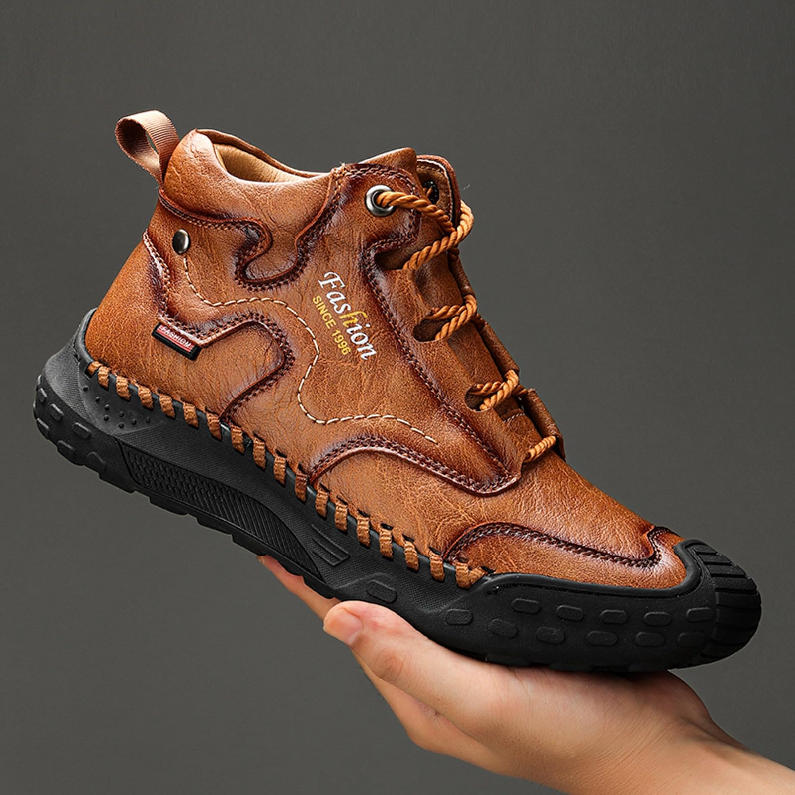 Baskets mi-hautes pour homme - Chaussures de randonnée en daim - Chaussures de sport antidérapantes - Chaussures de trekking respirantes - Bottines unies - Chaussures de course sportives