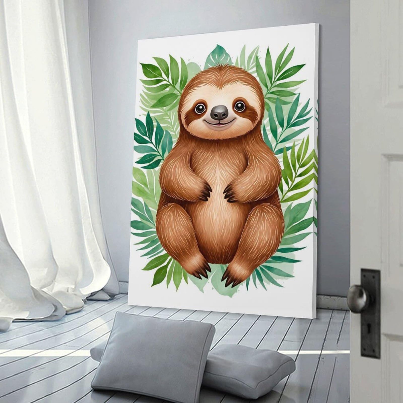 Junmoney Canvas Wall Art Cute Sloth, 20x30inch(50x75cm), for New Homes, Bedrooms Or Workspaces, Canvas Artwork with Gifting Potential