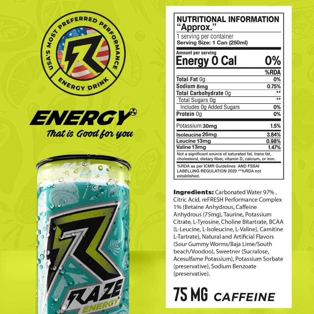 raze baja lime flavor RAZE Functional Energy Drink, 75mg Caffeine, Zero Calories, Performance and  Hydration