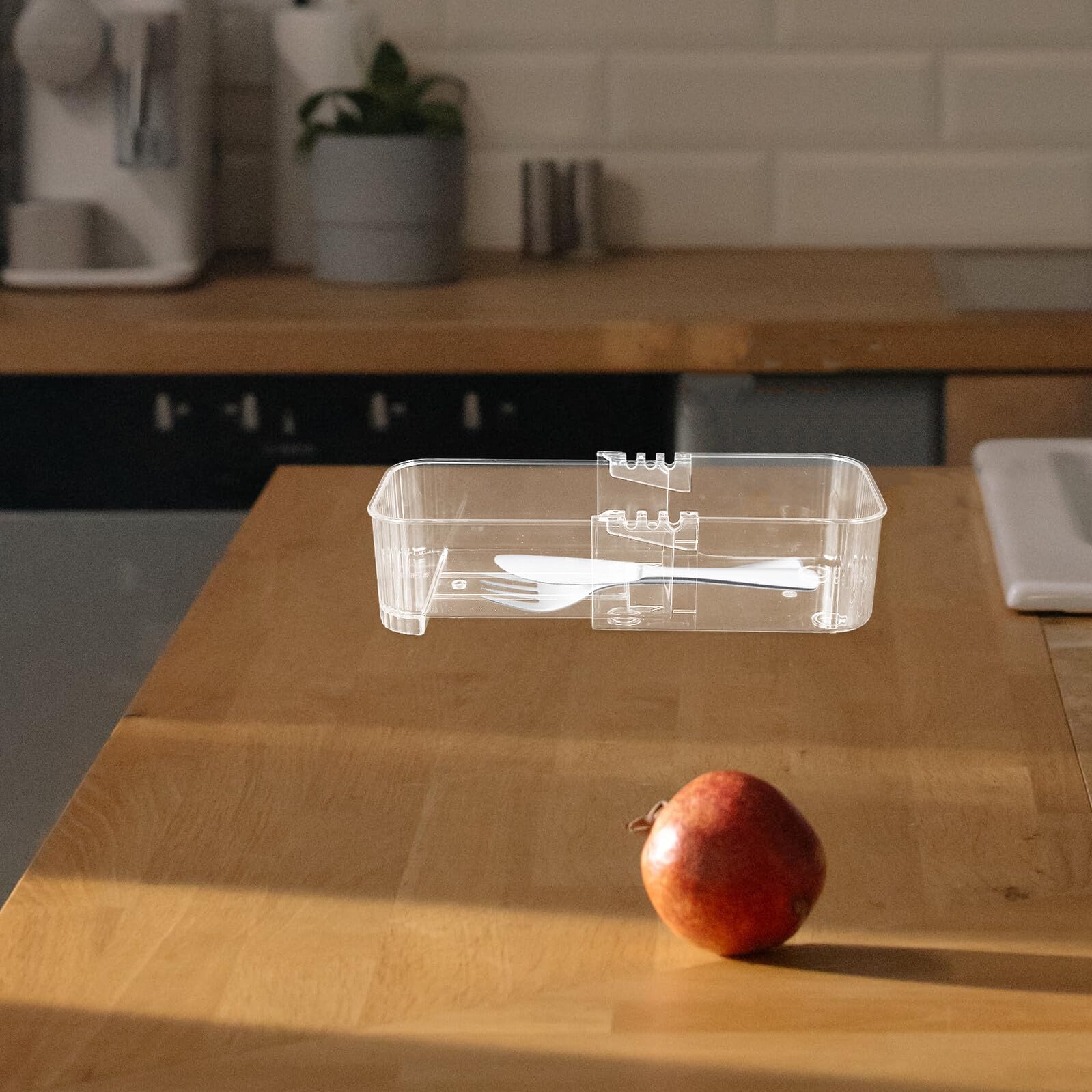 Garneck 3 Piezas Organizadores Transparentes para Divisores de Almacenaje de Pet Bandejas para Cubiertos y Oficina Fácil Limpieza y Uso Cocina y Escritorio
