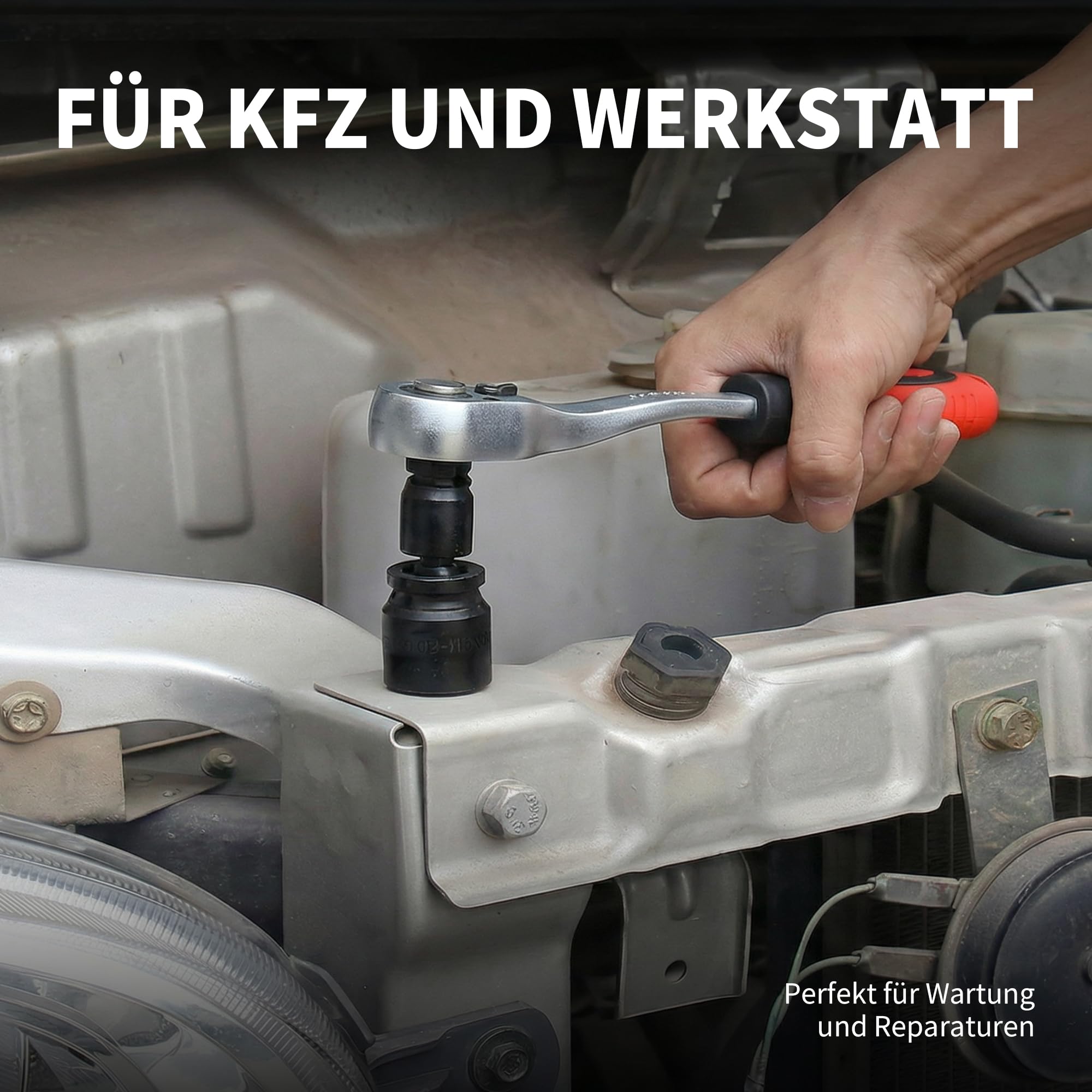 CCLIFE 40tlg 1/2 Zoll Schlagschrauber-Stecknuss-Satz, Cr-Mo-Stahl | lange & kurze Nüsse, inkl. Verlängerung + Kardangelenk, robustes Koffer-Set für Auto & Werkstatt