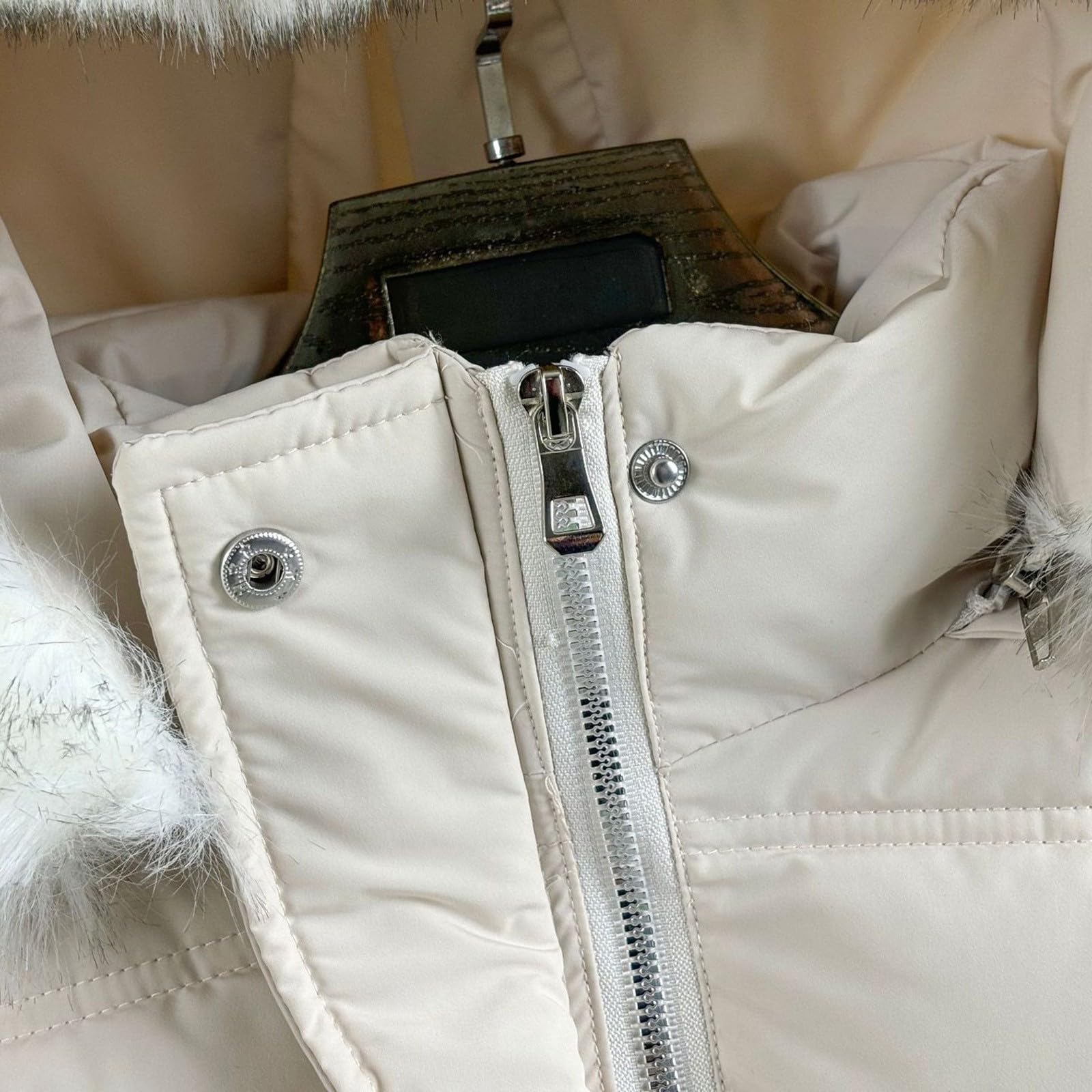 Parka longue pour filles - Manteau d'hiver chaud doublé en polaire avec capuche en fausse fourrure - Coupe-vent - Fermeture éclair - Vêtements d'extérieur rembourrés pour filles