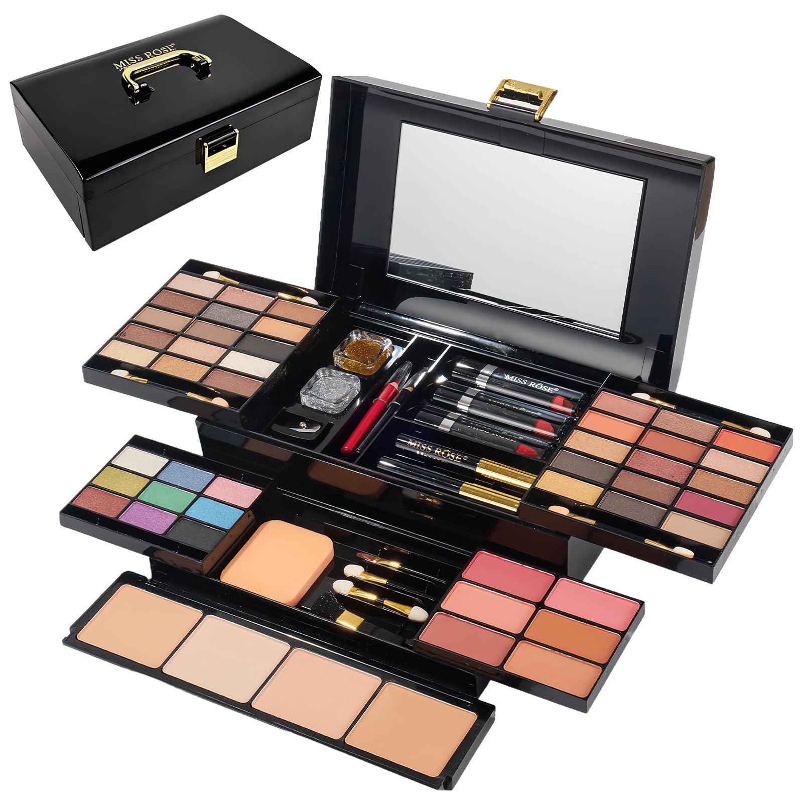 All-in-One Makeup Gift Set Carry All Makeup Kit Women Full Kit With Makeup Bag Concealer Lipgloss Lipstick Blush Foundation Face Powder Eyeshadow Palette Cosmetic Palette #8